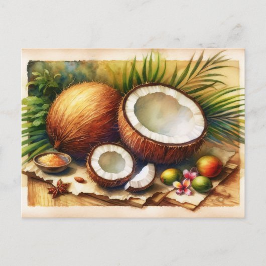 Carte Postale Vintage Coconut Tropical (Devant)