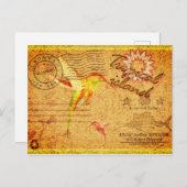 Carte postale vintage colibri de l'île tropicale (Devant / Derrière)