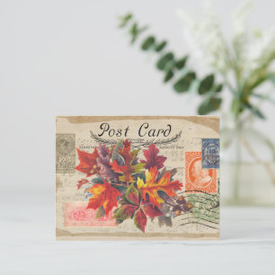 CARTE POSTALE VINTAGE COLLAGE AUTOMNE