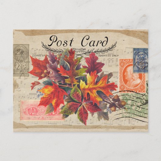 CARTE POSTALE VINTAGE COLLAGE AUTOMNE (Devant)