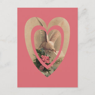 Carte Postale Vintage Colombe Blanche Florale Avec Note Dans Le 