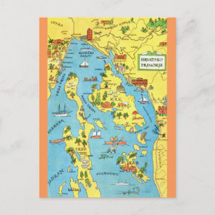 Carte postale vintage colorée de Croatie