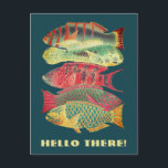 Carte Postale Vintage Colorful Barrique Reef Poisson Bonjour Là<br><div class="desc">À l'époque où nous vivons, il semble de plus en plus difficile de se connecter en personne avec sa famille et ses amis. Faites-leur savoir que vous pensez à eux avec cette carte postale amusante, avec une peinture vintage de 5 poissons de récif barrière différents. Le texte sur le devant...</div>