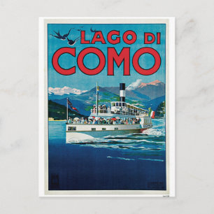 Carte Postale Vintage Como Lake annonce de voyage italienne