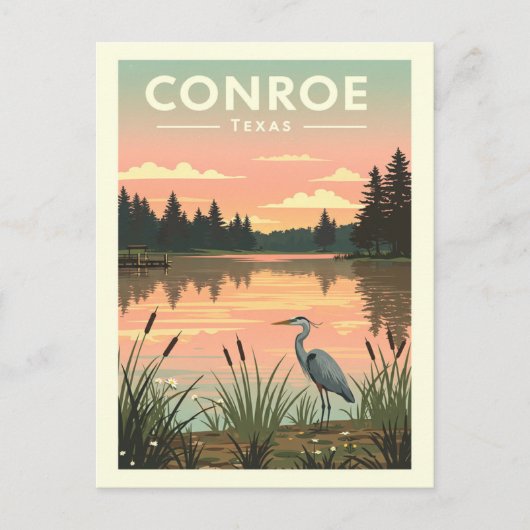 Carte Postale Vintage Conroe Texas (Devant)