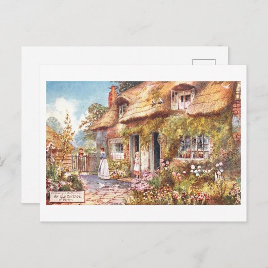 Carte postale Vintage Cottage anglais (Devant / Derrière)