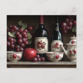 Carte Postale Vintage Country Kitchen Wine Grapes Apples (Devant)
