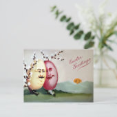Carte postale vintage Couple Oeuf Pâques (Debout devant)