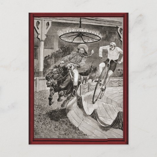 Carte Postale Vintage course à vélo sauvage ouest (Devant)