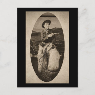 Carte Postale Vintage Cowboy avec Lasso vers 1900