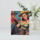 Carte Postale Vintage Cowboy et Cowgirl (Debout devant)