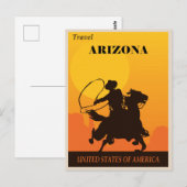 Carte Postale Vintage Cowboy Travel Arizona (Devant / Derrière)