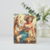 Carte Postale Vintage Cowgirl (Debout devant)