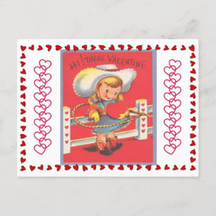 Carte Postale Vintage Cowgirl Lassos Votre coeur Valentine