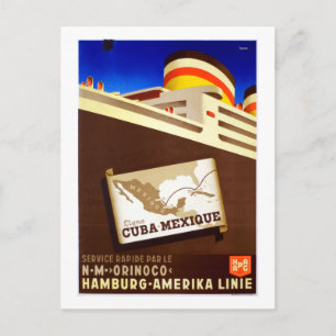 Carte Postale Vintage Cuba Mexique Croisière Ocean Liner Travel