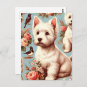 Carte Postale Vintage Cute West Highland White Terrier (Devant / Derrière)