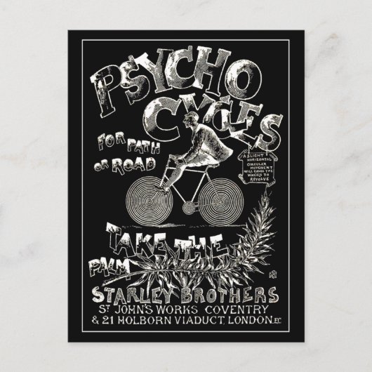 Carte Postale vintage : Cycles Psycho (Devant)