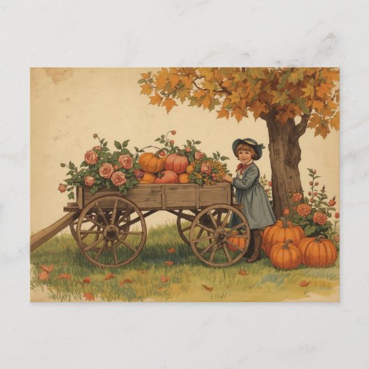 Carte postale vintage d'Action de grâce d'automne (Devant)