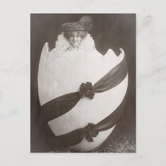 Carte Postale Vintage Dame aux oeufs de Pâques (Devant)