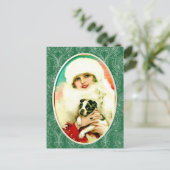 Carte Postale Vintage dame avec Boston Terrier (Debout devant)