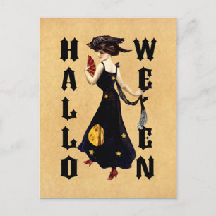 Carte Postale Vintage dame d'Halloween
