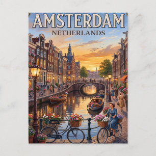 Carte postale vintage d'Amsterdam