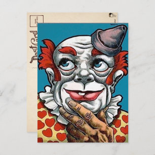 Carte postale vintage d'art clown Déplaisant