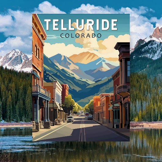 Carte postale vintage d'art de voyage Telluride, C