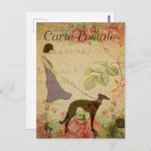Carte postale vintage d'art français, Retro Floral (Devant / Derrière)