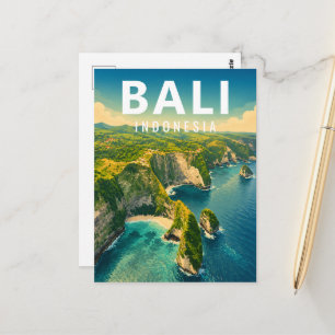 Carte postale vintage de Bali - Côte de la falaise