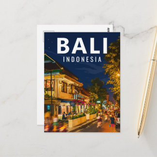 Carte postale vintage de Bali – Rue nocturne d'Ubu