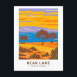 Carte postale Vintage de Bear Lake State Park Utah<br><div class="desc">OEuvre d'art du parc d'état de Bear Lake dans un style badge. Il offre trois aires de loisirs : Rendezvous Beach,  Bear Lake Marina et East Side.</div>