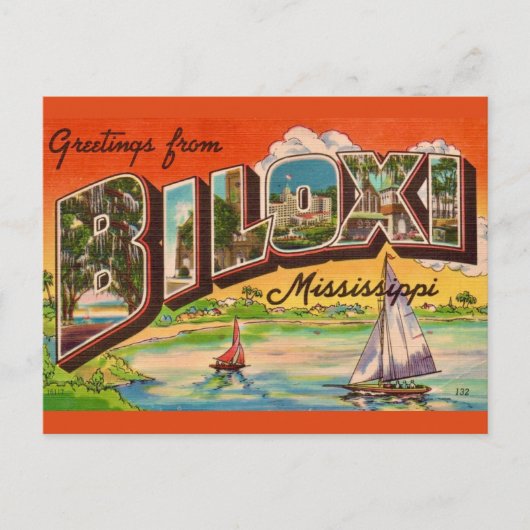 Carte postale vintage de Biloxi Miss Salutations (Devant)