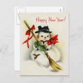 Carte postale vintage de bonhomme de neige de (Devant / Derrière)