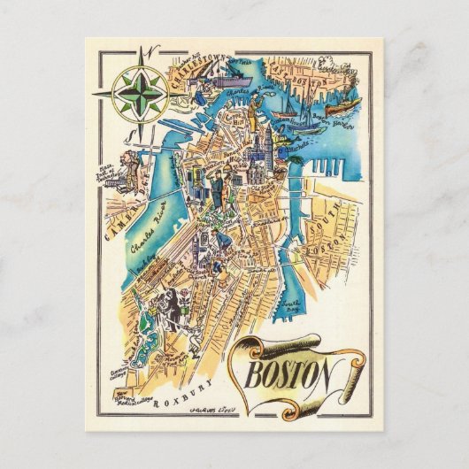 Carte postale vintage de Boston (Devant)