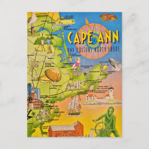 Carte postale vintage de Cape Ann côte de Boston