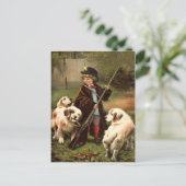 Carte postale vintage de chasse aux garçons (Debout devant)