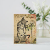 carte postale vintage de chat jouant du violon (Debout devant)
