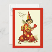 Carte postale vintage de clown de Valentine (Devant / Derrière)