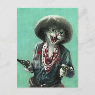 Carte postale vintage de cow-girl de chaton