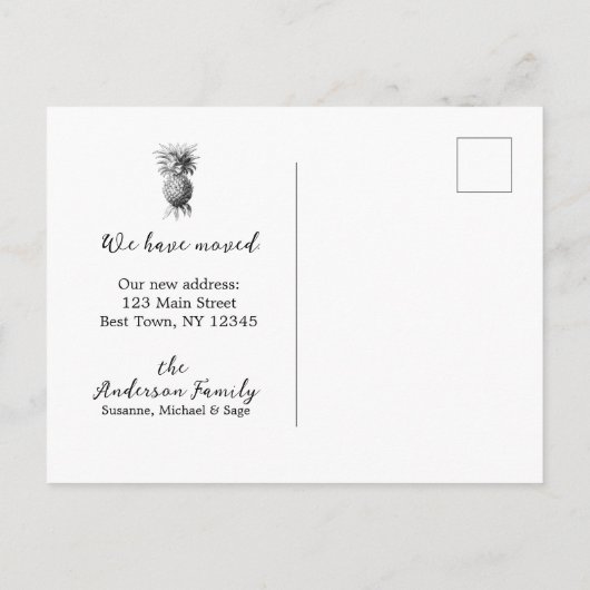 Carte postale vintage de déplacement d'ananas (Dos)