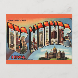 Carte postale vintage de Des Moines Iowa