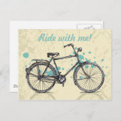 Carte postale vintage de dessin de vélo (Devant / Derrière)