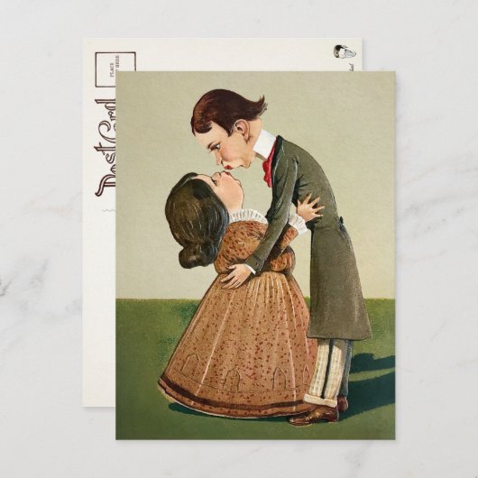 Carte postale vintage de drôle de couple (Devant / Derrière)
