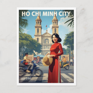 Carte postale vintage de femme d'Hô Chi Minh Ville