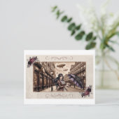 Carte postale vintage de femme victorienne paraplu (Debout devant)