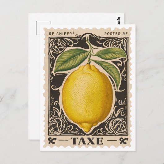 Carte postale vintage de Fruit Botanique au citron (Devant / Derrière)