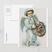 Carte postale vintage de garçon d'ange (Devant / Derrière)