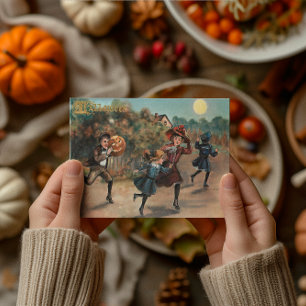 Carte postale vintage de Halloween avec des enfant