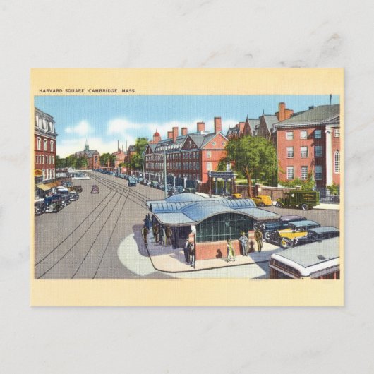 Carte postale vintage de Harvard Square, Cambridge (Devant)